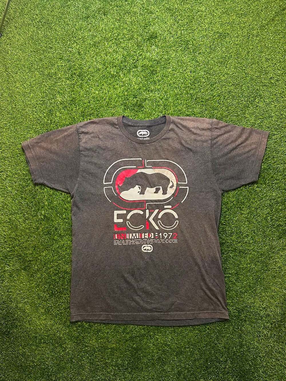 Ecko Unltd Graphic T-Shirt Gray Rhino Logo 1972